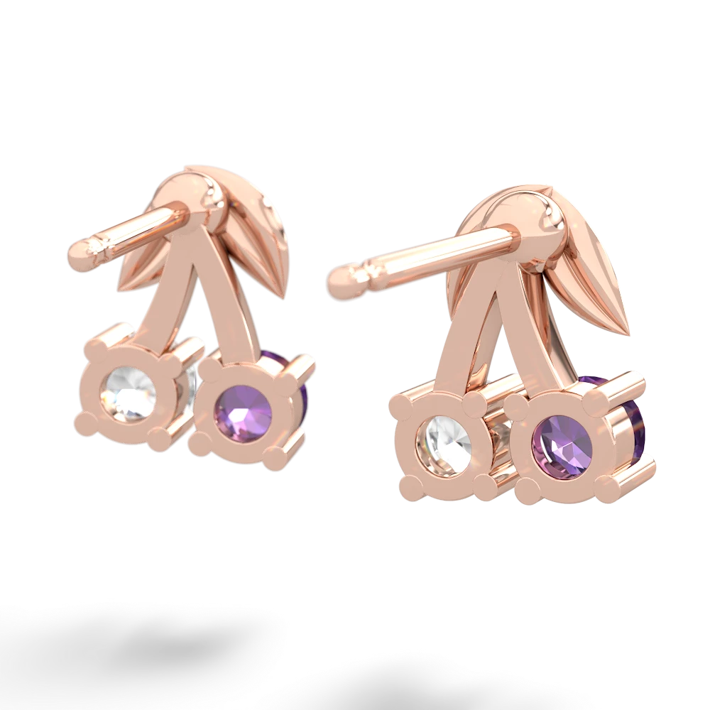 Amethyst Sweet Cherries 14K Rose Gold earrings E7001