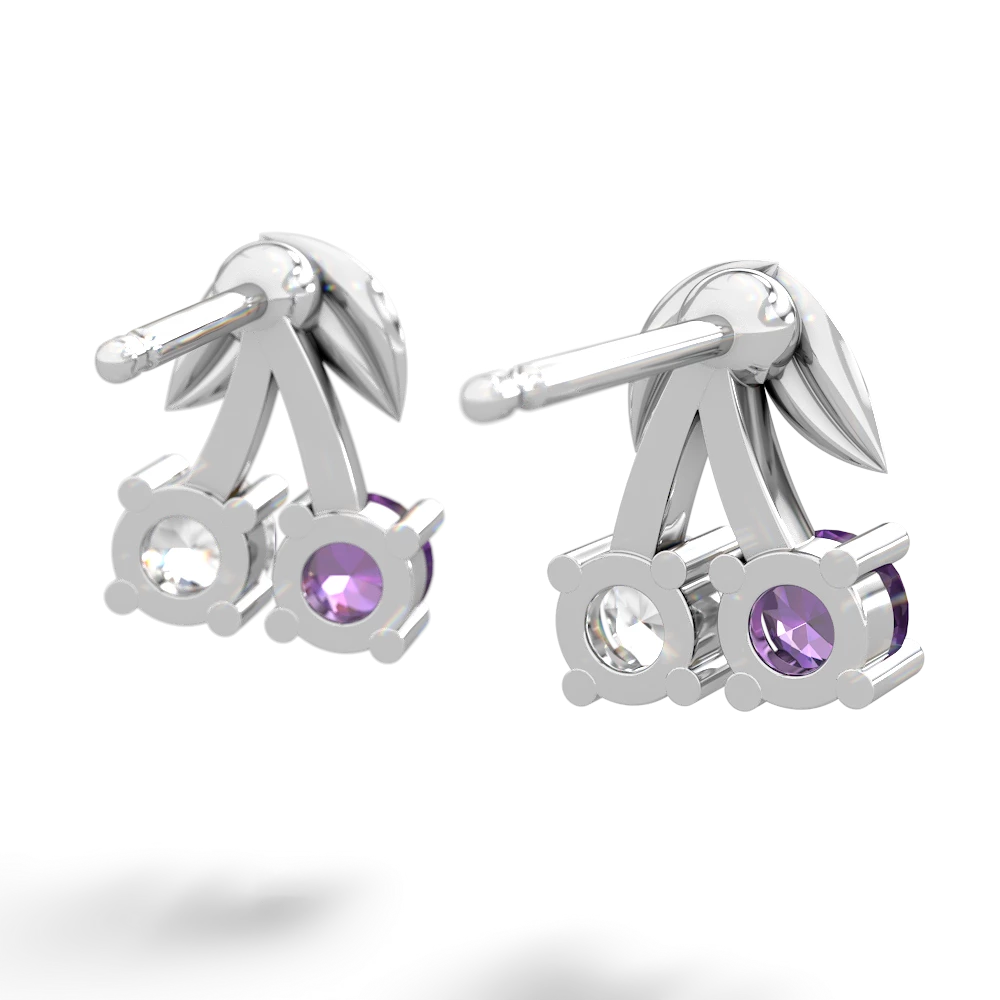 Amethyst Sweet Cherries 14K White Gold earrings E7001