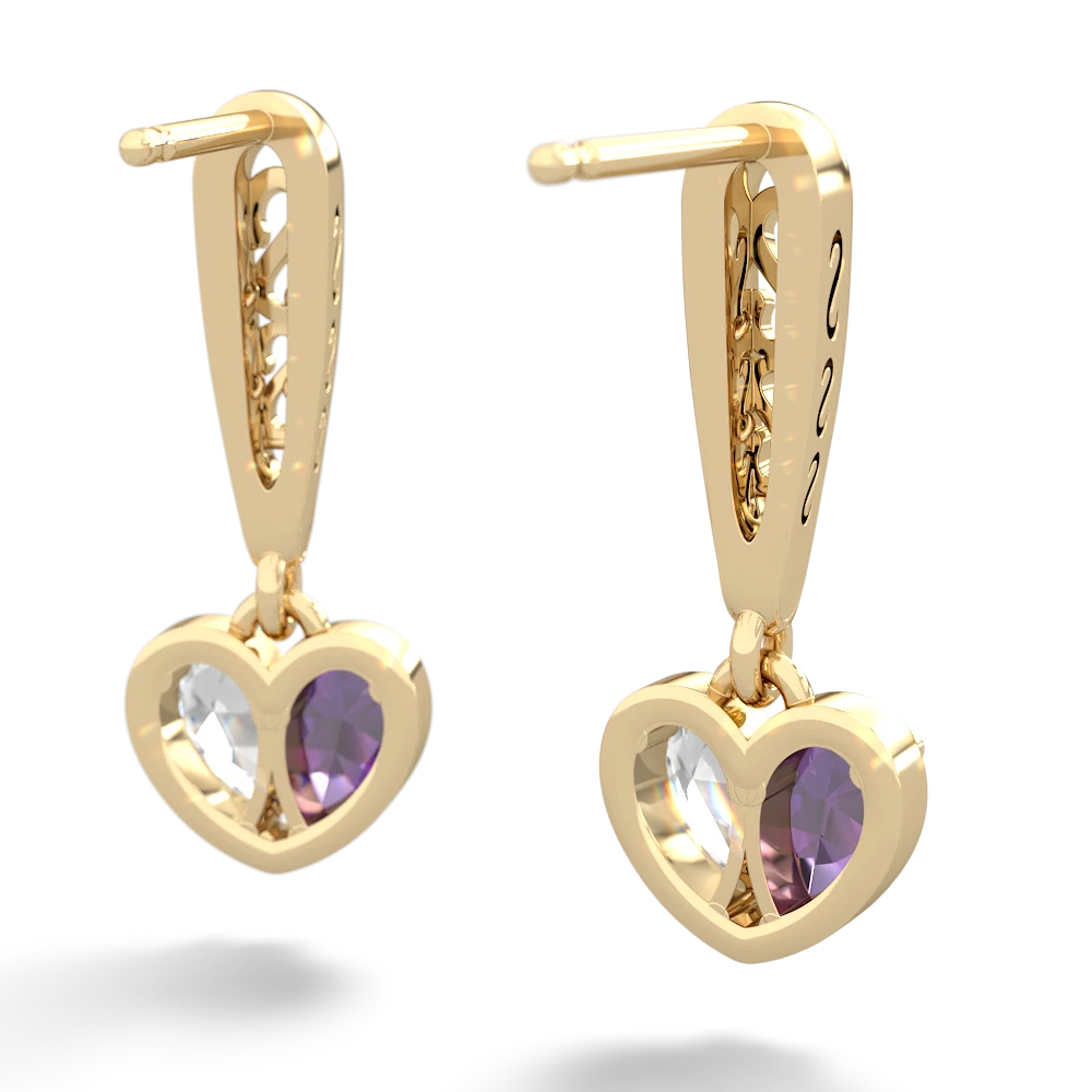 Amethyst Filligree Heart 14K Yellow Gold earrings E5070