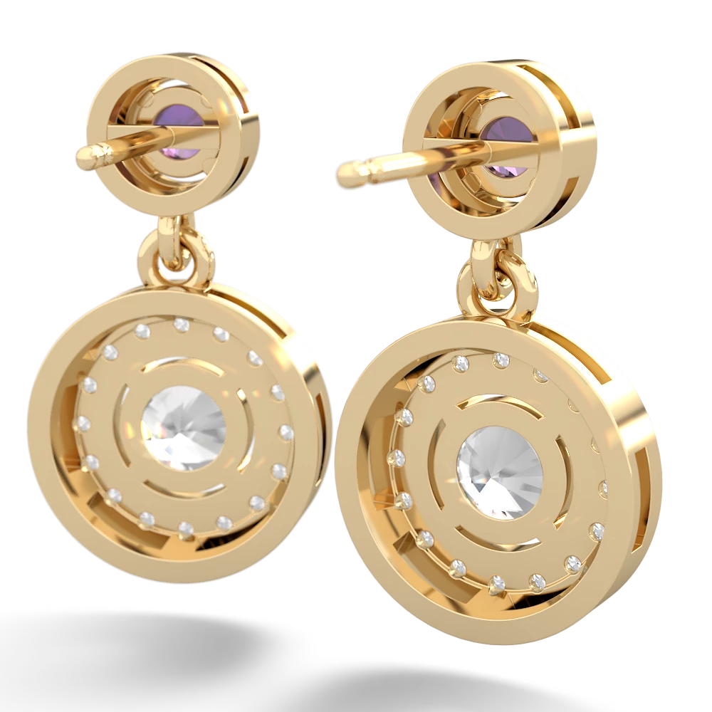 Amethyst Halo Dangle 14K Yellow Gold earrings E5319