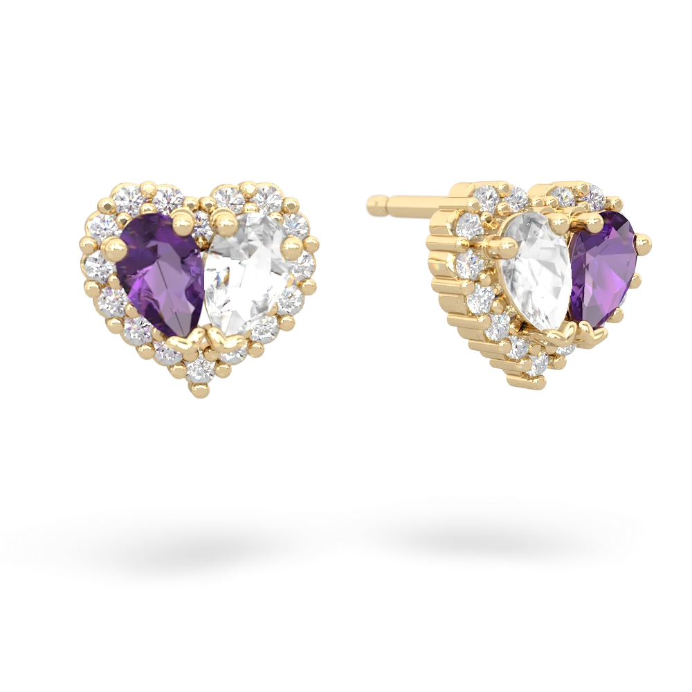 Amethyst Halo 14K Yellow Gold earrings E7008