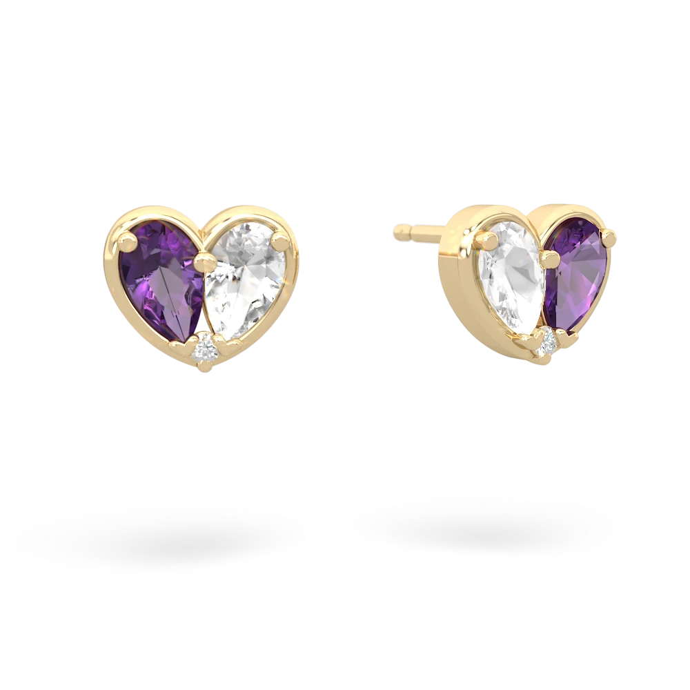 Amethyst 'Our Heart' 14K Yellow Gold earrings E5072