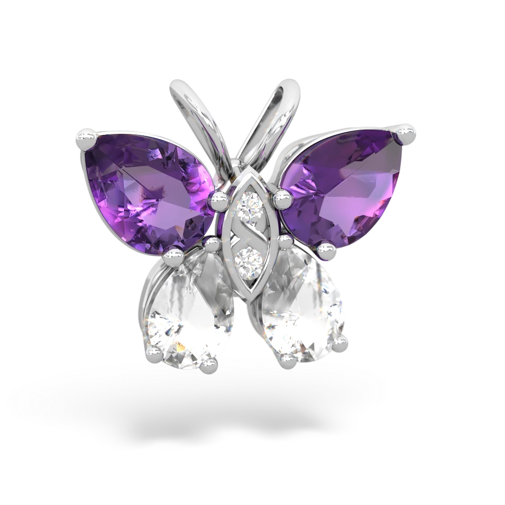 Amethyst Butterfly 14K White Gold pendant P2215