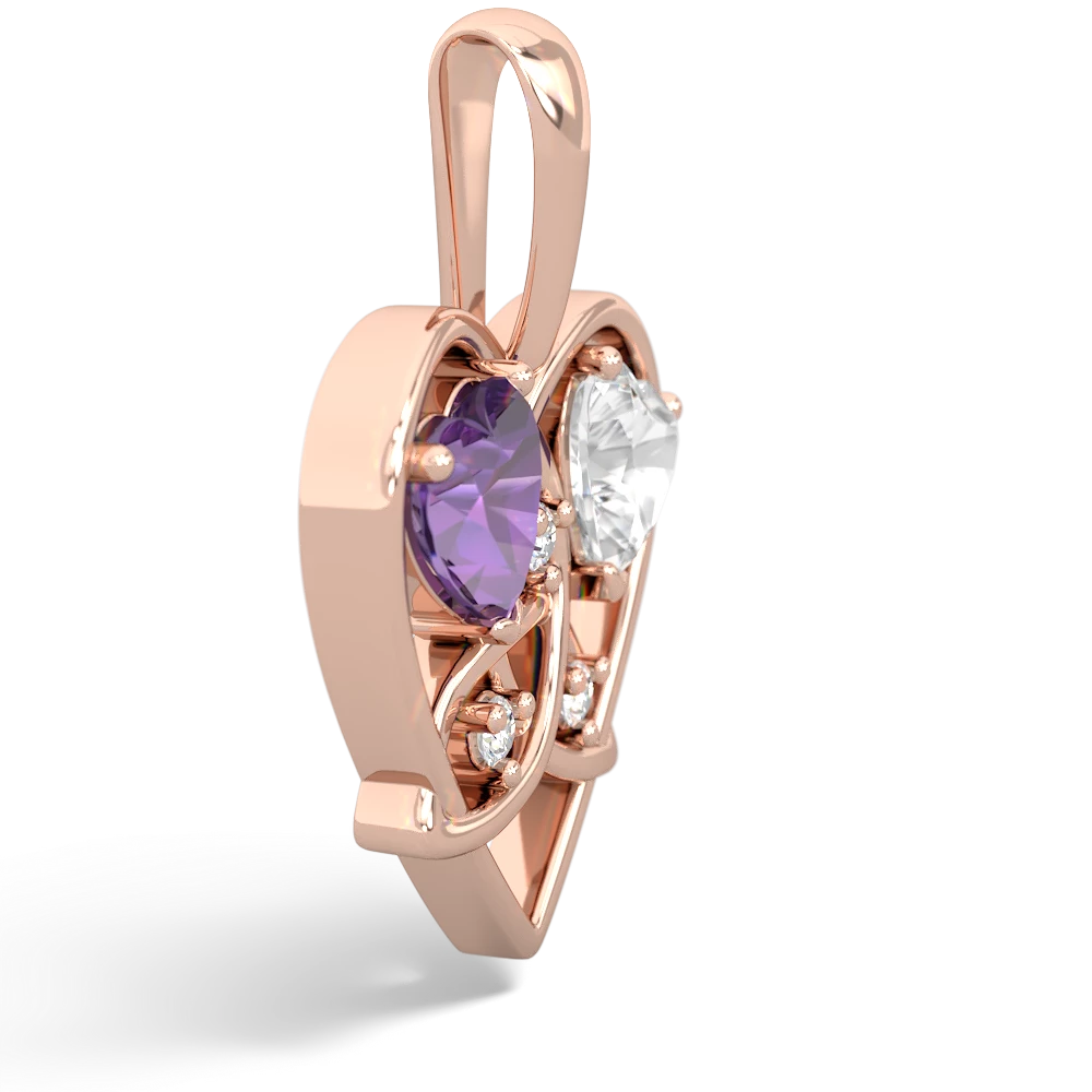 Amethyst Celtic Trinity Heart 14K Rose Gold pendant P5331