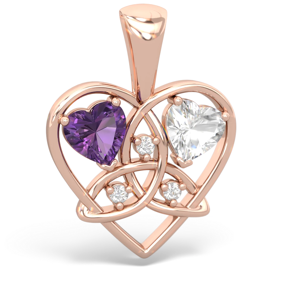 Amethyst Celtic Trinity Heart 14K Rose Gold pendant P5331