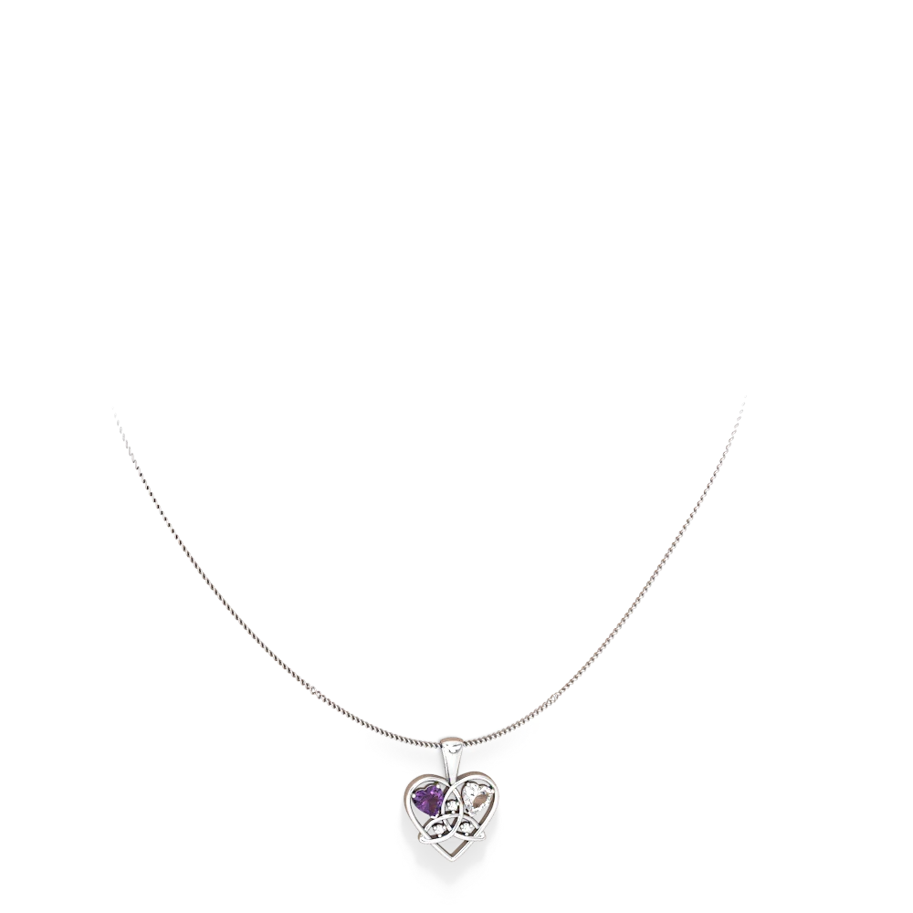 Amethyst Celtic Trinity Heart 14K White Gold pendant P5331