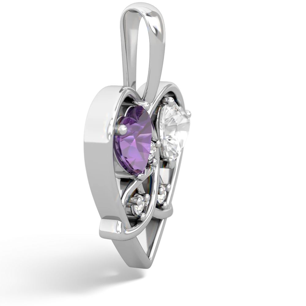 Amethyst Celtic Trinity Heart 14K White Gold pendant P5331