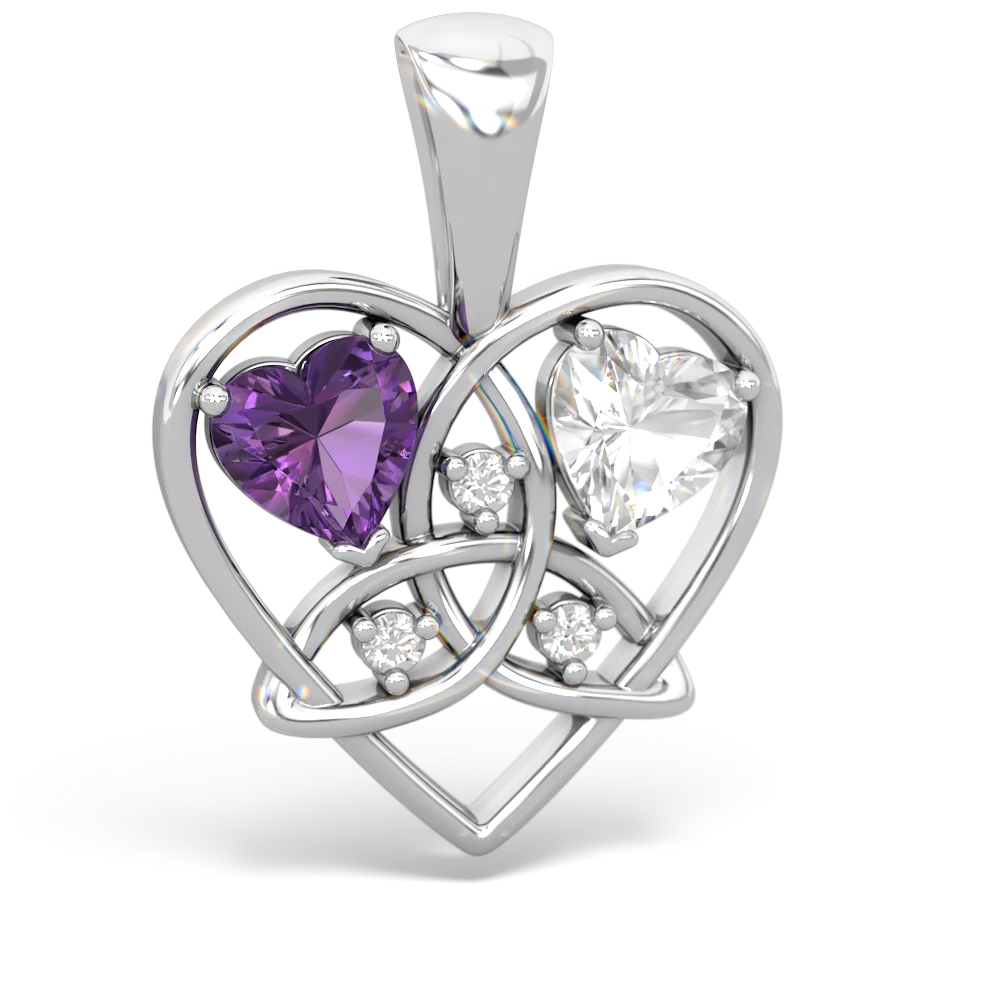 Amethyst Celtic Trinity Heart 14K White Gold pendant P5331