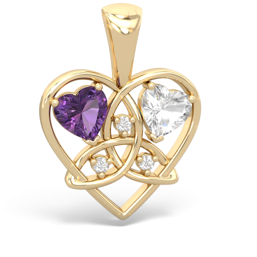 Amethyst Celtic Trinity Heart 14K Yellow Gold pendant P5331