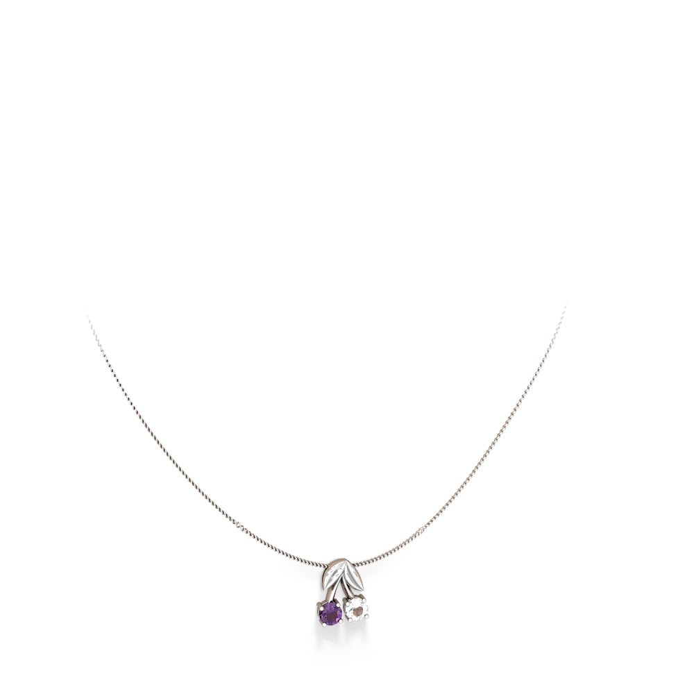 Amethyst Sweet Cherries 14K White Gold pendant P7001