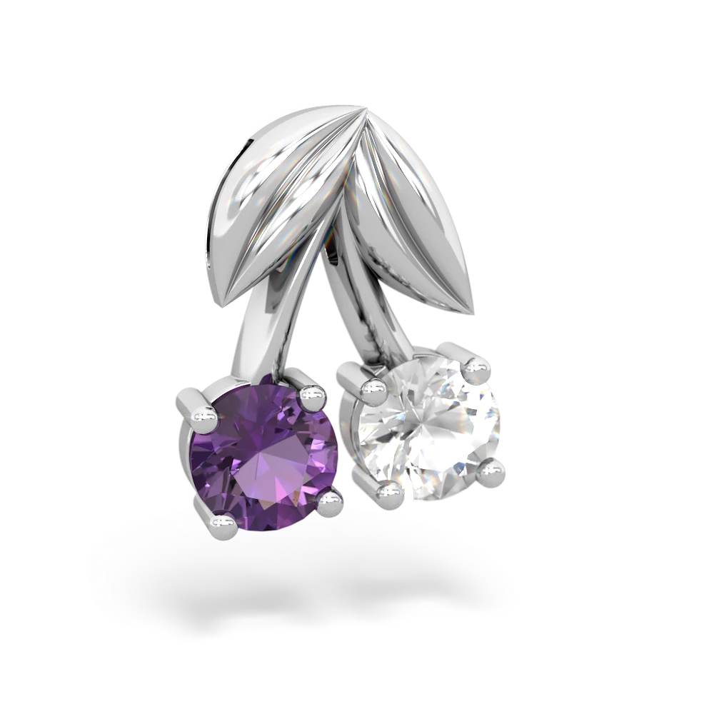 Amethyst Sweet Cherries 14K White Gold pendant P7001