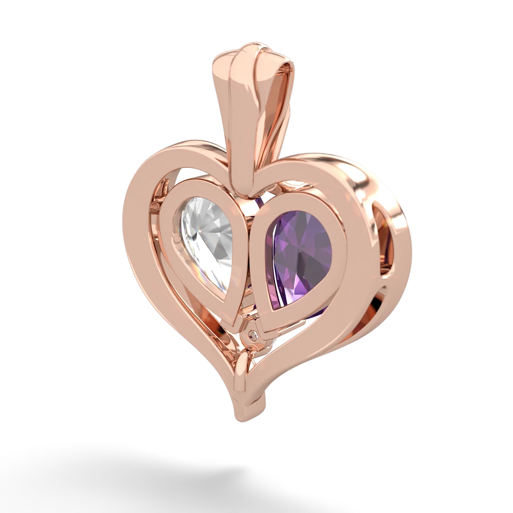 Amethyst Two Become One 14K Rose Gold pendant P5330