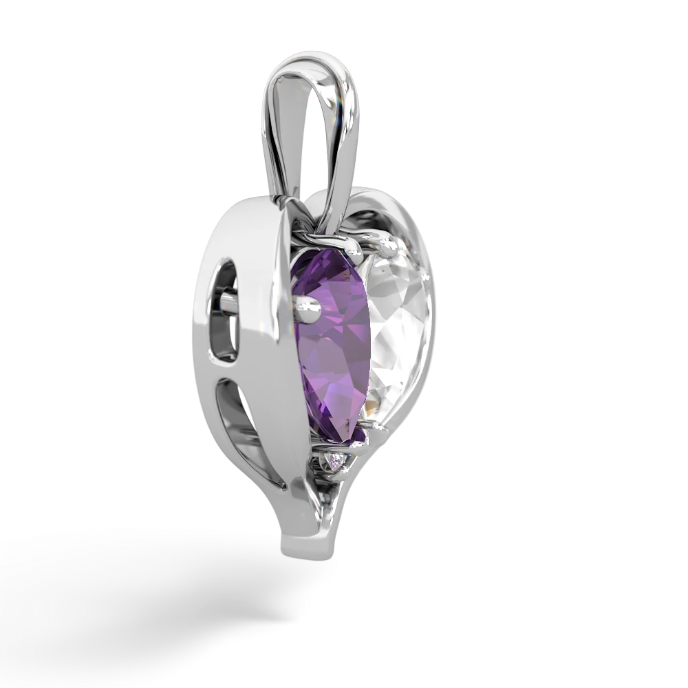 Amethyst Two Become One 14K White Gold pendant P5330