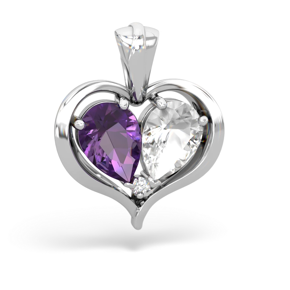 Amethyst Two Become One 14K White Gold pendant P5330