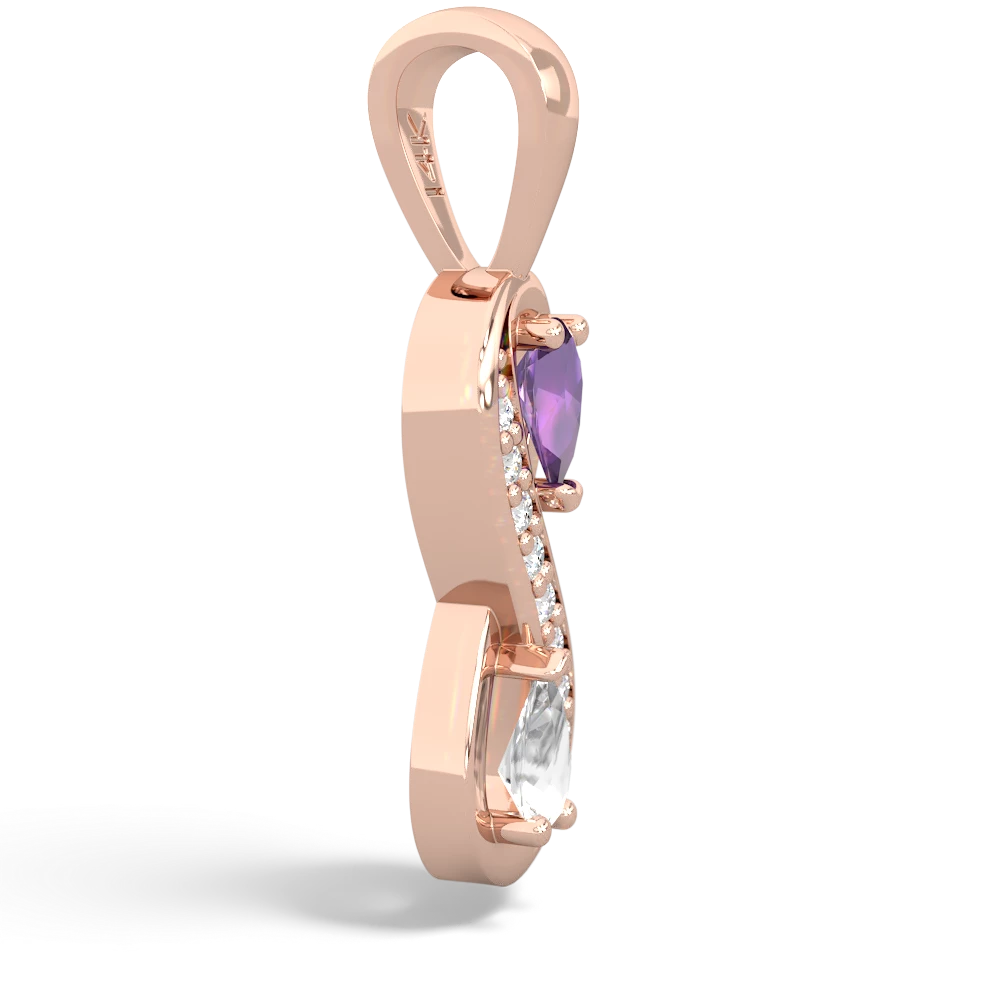 Amethyst Diamond Infinity 14K Rose Gold pendant P5390