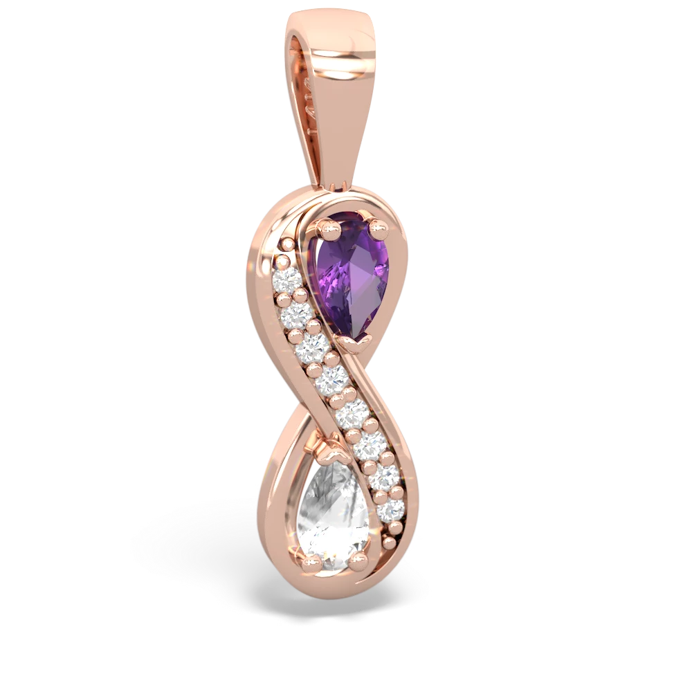 Amethyst Diamond Infinity 14K Rose Gold pendant P5390