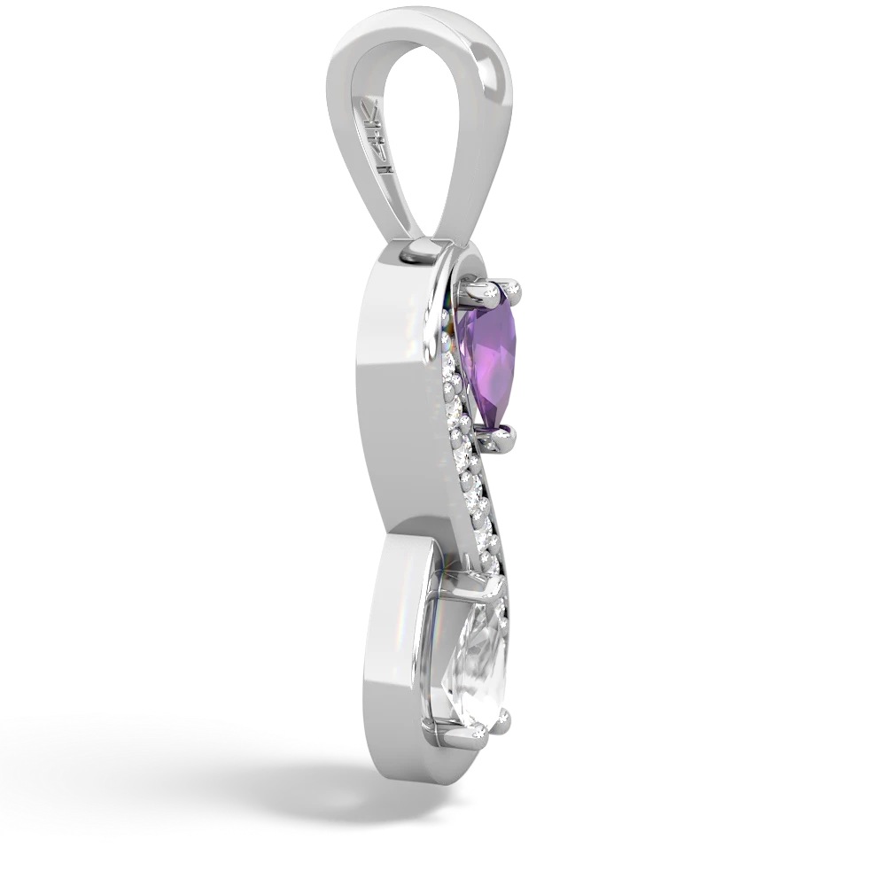 Amethyst Diamond Infinity 14K White Gold pendant P5390