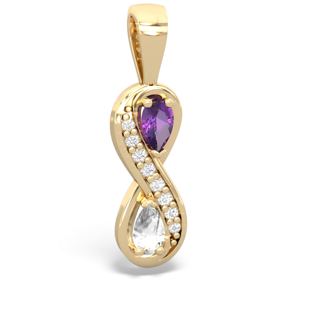 Amethyst Diamond Infinity 14K Yellow Gold pendant P5390