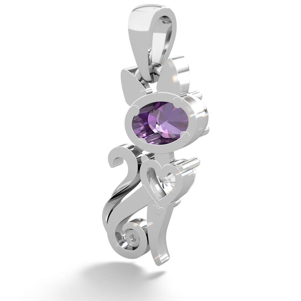 Amethyst Kitten 14K White Gold pendant P5780