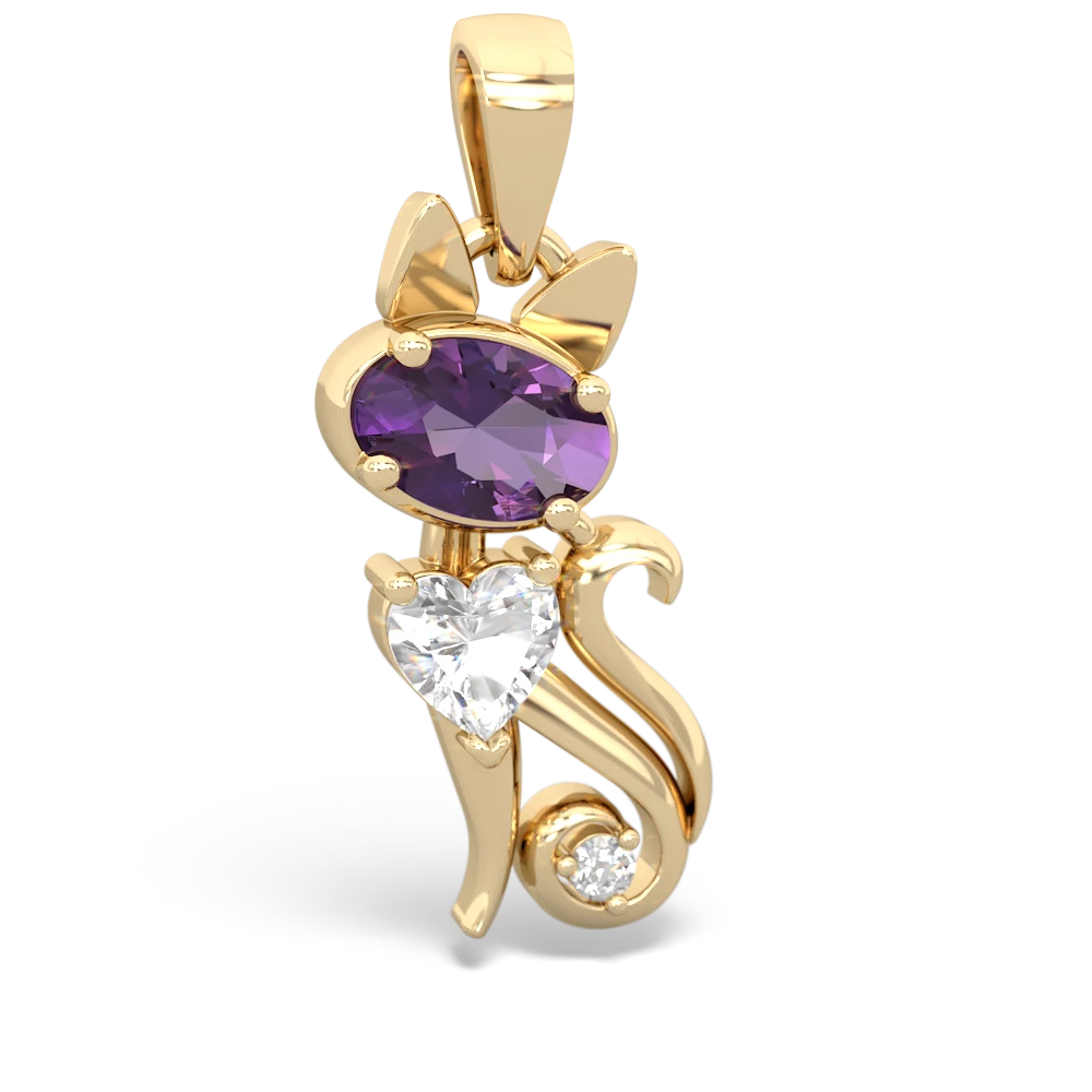 Amethyst Kitten 14K Yellow Gold pendant P5780