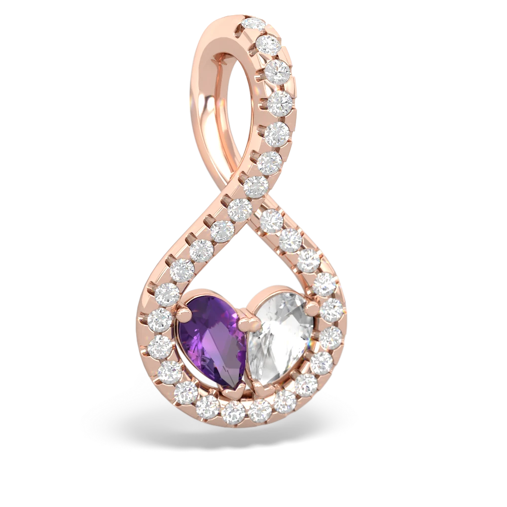 Amethyst Pave Twist 'One Heart' 14K Rose Gold pendant P5360