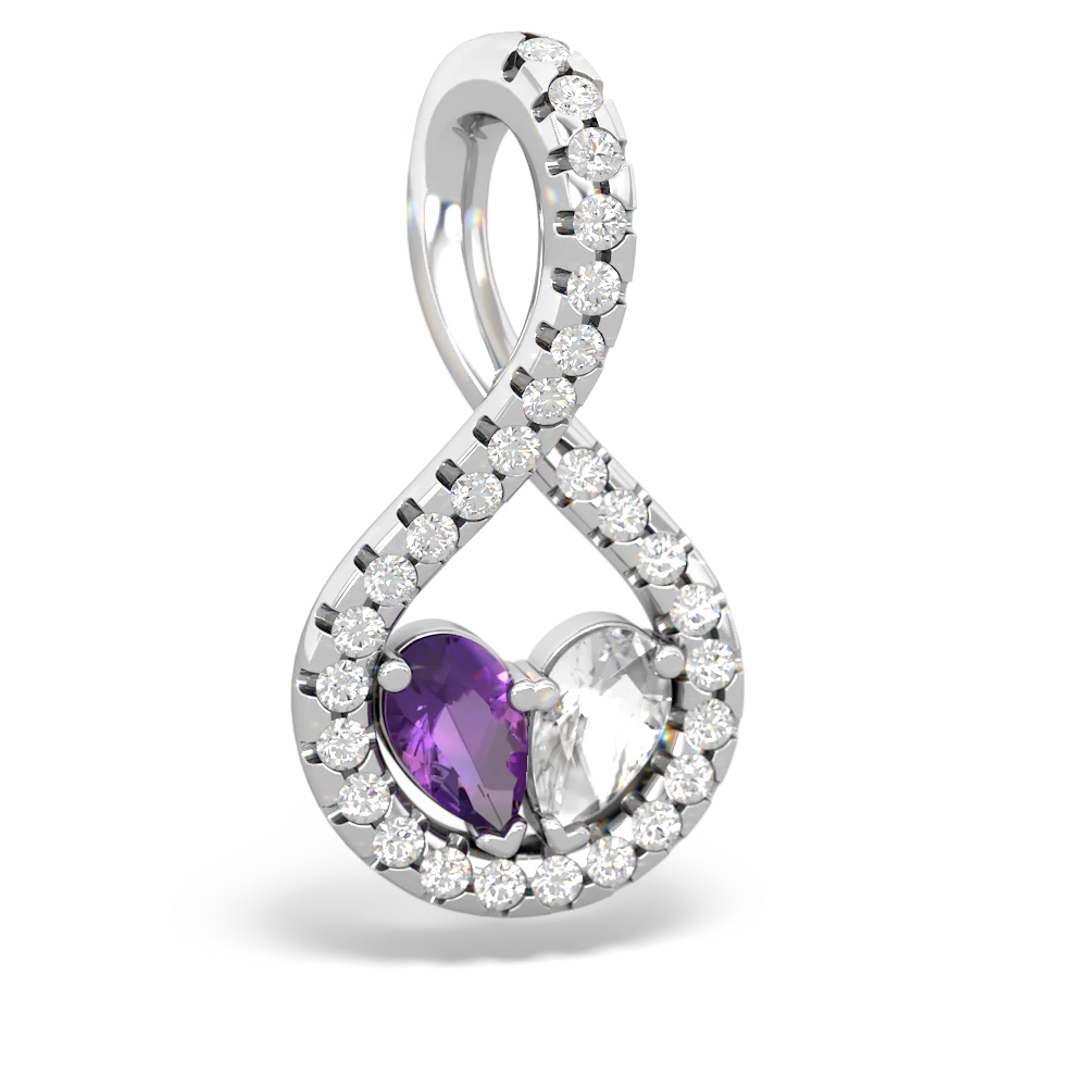 Amethyst Pave Twist 'One Heart' 14K White Gold pendant P5360