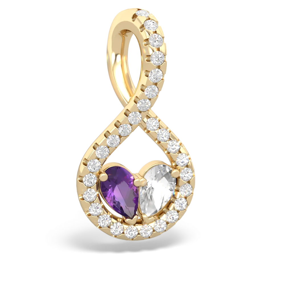 Amethyst Pave Twist 'One Heart' 14K Yellow Gold pendant P5360