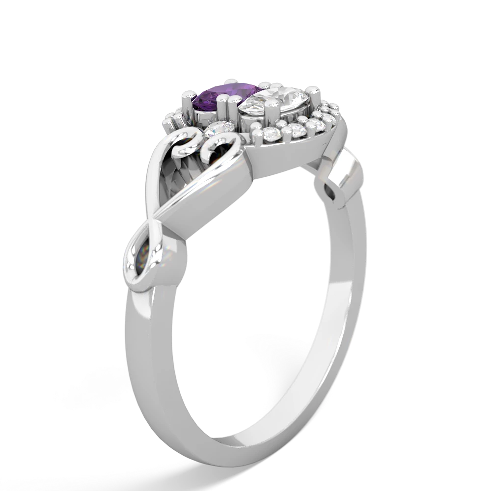 Amethyst Love Nest 14K White Gold ring R5860