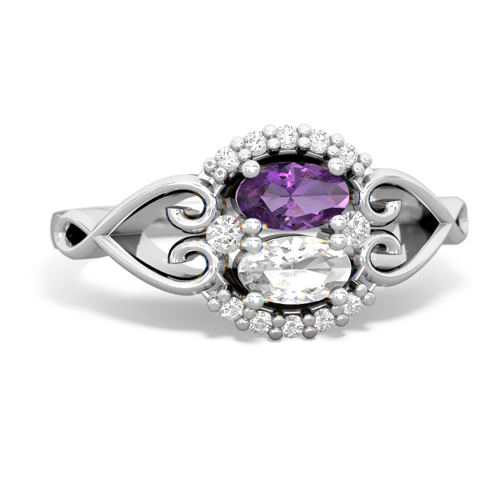 Amethyst Love Nest 14K White Gold ring R5860