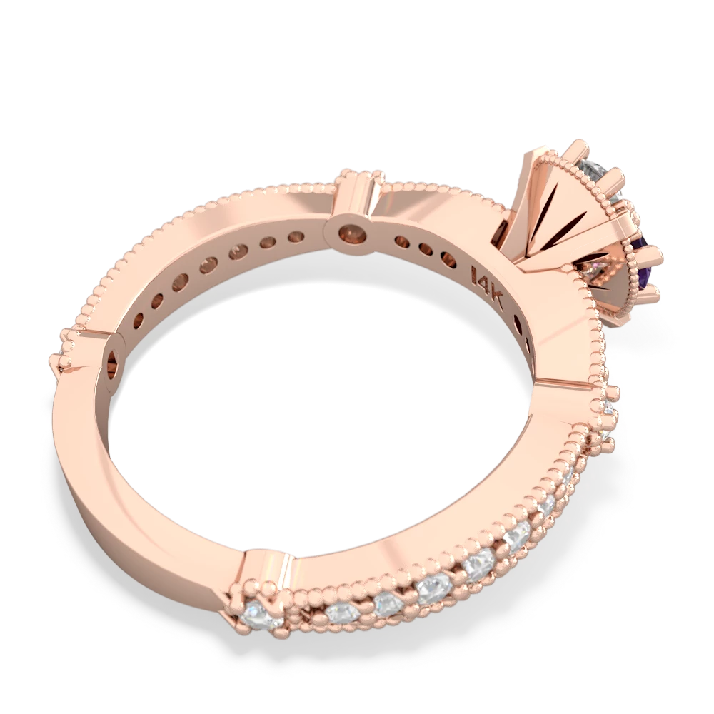 Amethyst Sparkling Tiara Cluster 14K Rose Gold ring R26293RD