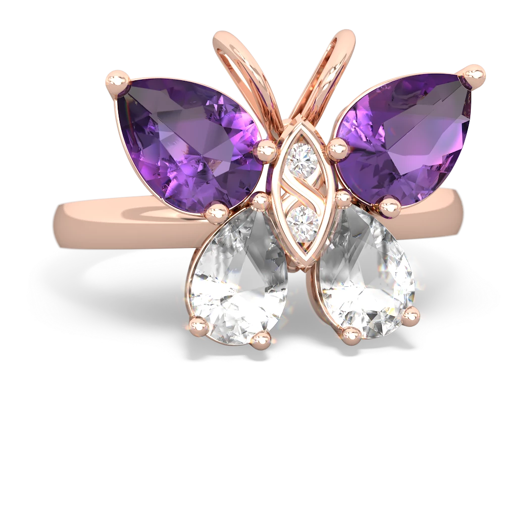 Amethyst Butterfly 14K Rose Gold ring R2215