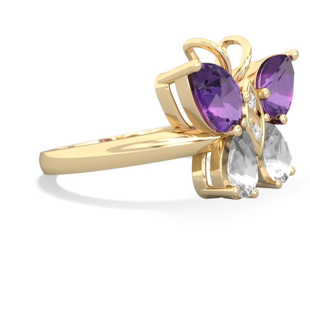 Amethyst Butterfly 14K Yellow Gold ring R2215