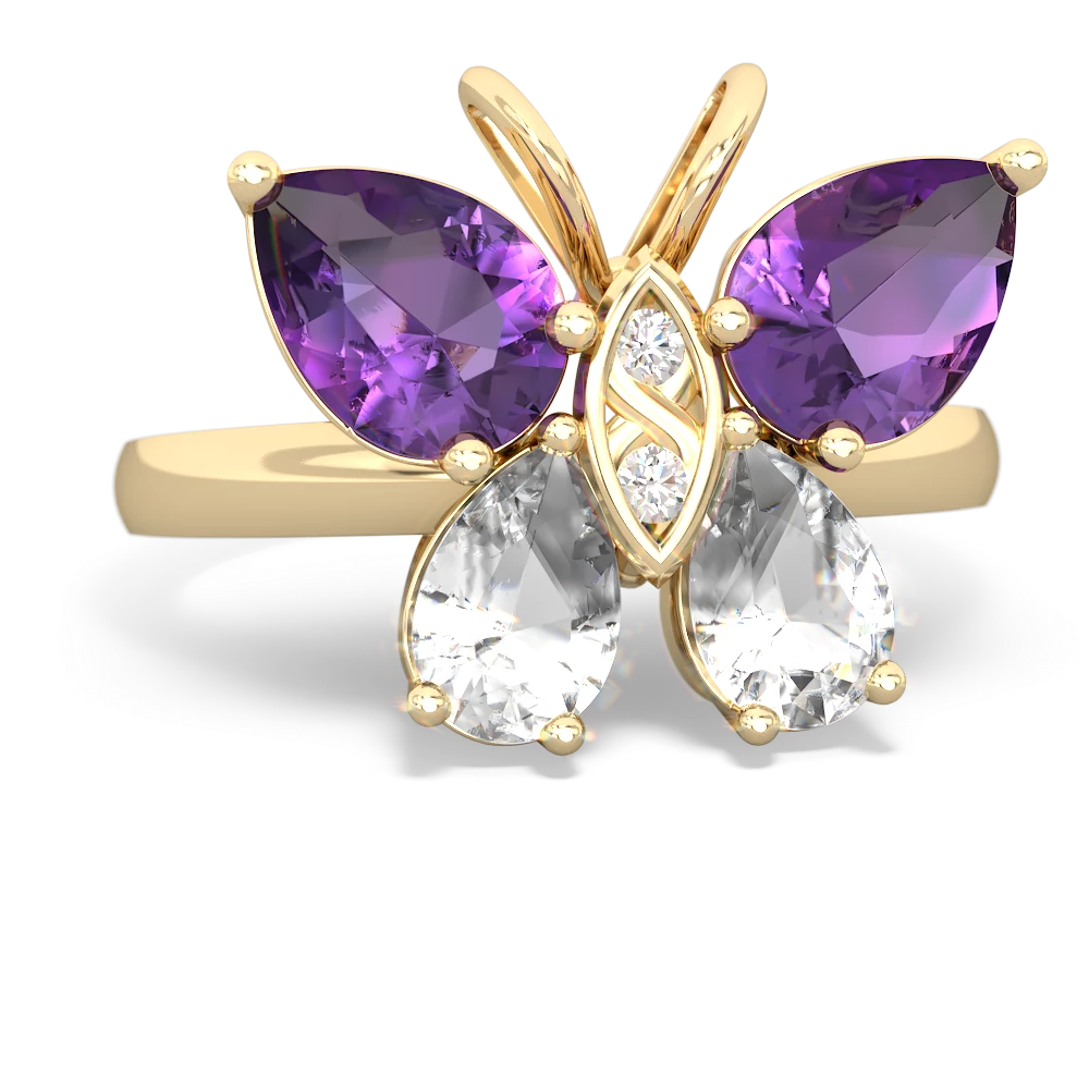 Amethyst Butterfly 14K Yellow Gold ring R2215