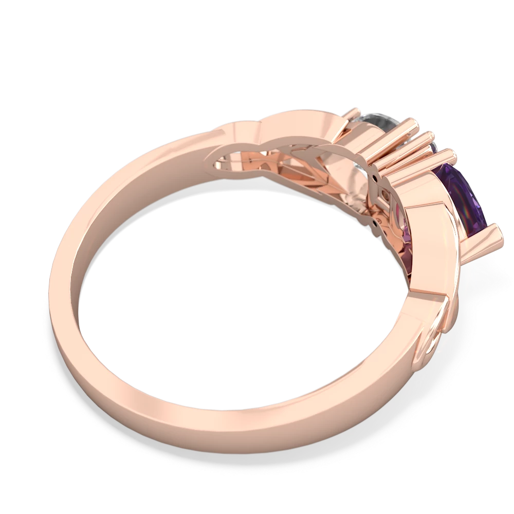 Amethyst Celtic Knot Double Heart 14K Rose Gold ring R5040