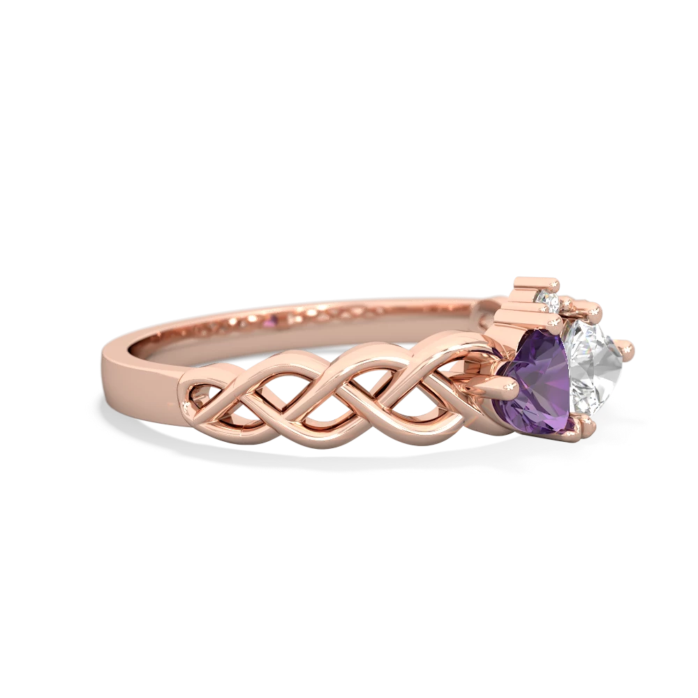 Amethyst Heart To Heart Braid 14K Rose Gold ring R5870