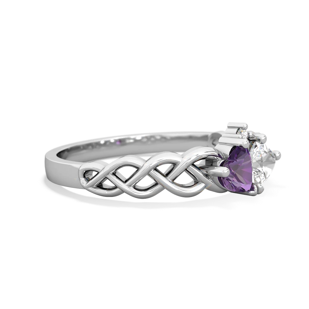 Amethyst Heart To Heart Braid 14K White Gold ring R5870