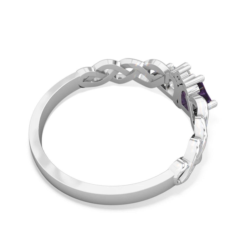 Amethyst Heart To Heart Braid 14K White Gold ring R5870