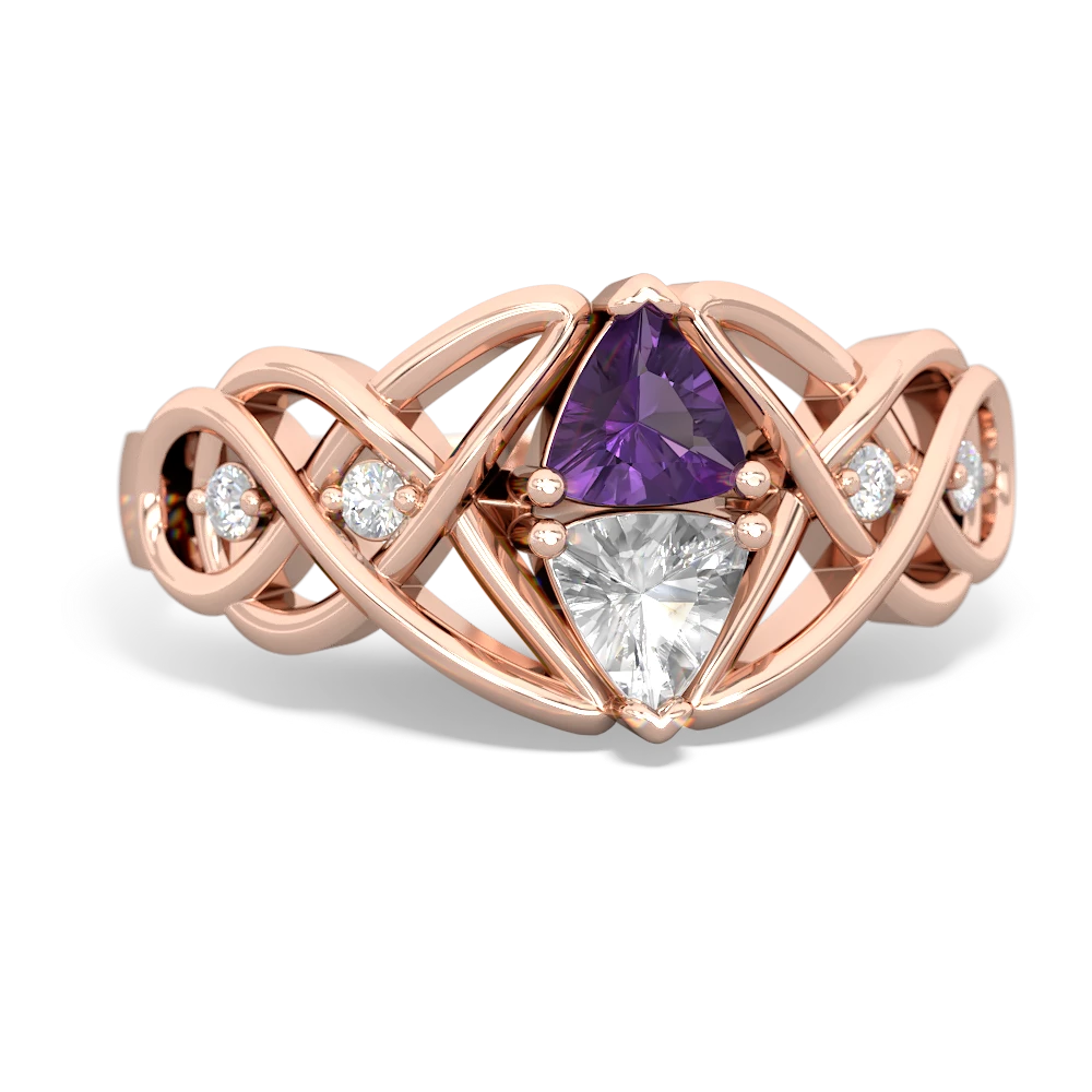 Amethyst Keepsake Celtic Knot 14K Rose Gold ring R5300