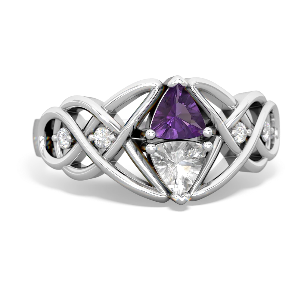 Amethyst Keepsake Celtic Knot 14K White Gold ring R5300