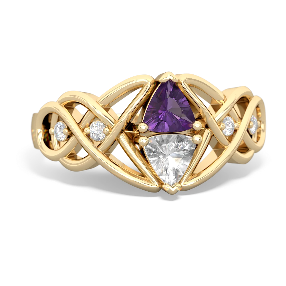 Amethyst Keepsake Celtic Knot 14K Yellow Gold ring R5300