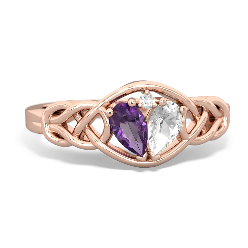 Amethyst Celtic Love Knot 14K Rose Gold ring R5420