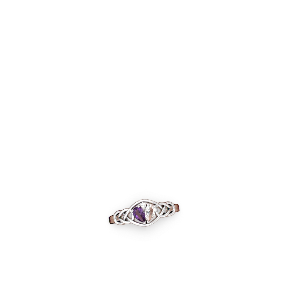 Amethyst Celtic Love Knot 14K White Gold ring R5420