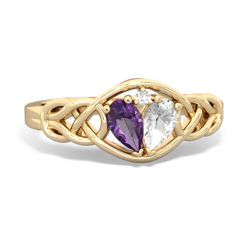 Amethyst Celtic Love Knot 14K Yellow Gold ring R5420