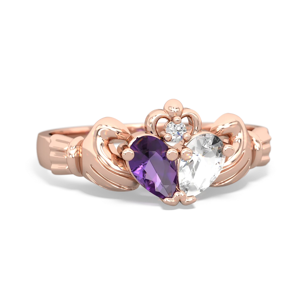 Amethyst 'Our Heart' Claddagh 14K Rose Gold ring R2388