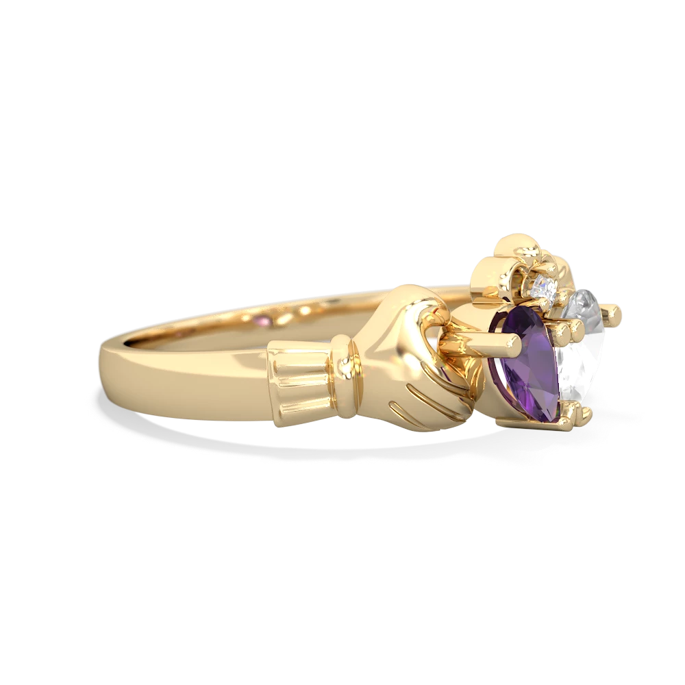 Amethyst 'Our Heart' Claddagh 14K Yellow Gold ring R2388