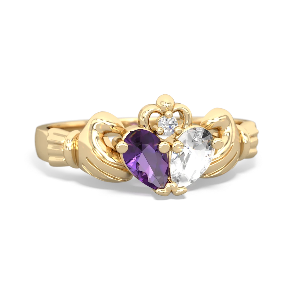 Amethyst 'Our Heart' Claddagh 14K Yellow Gold ring R2388