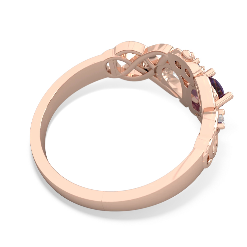 Amethyst 'One Heart' Celtic Knot Claddagh 14K Rose Gold ring R5322