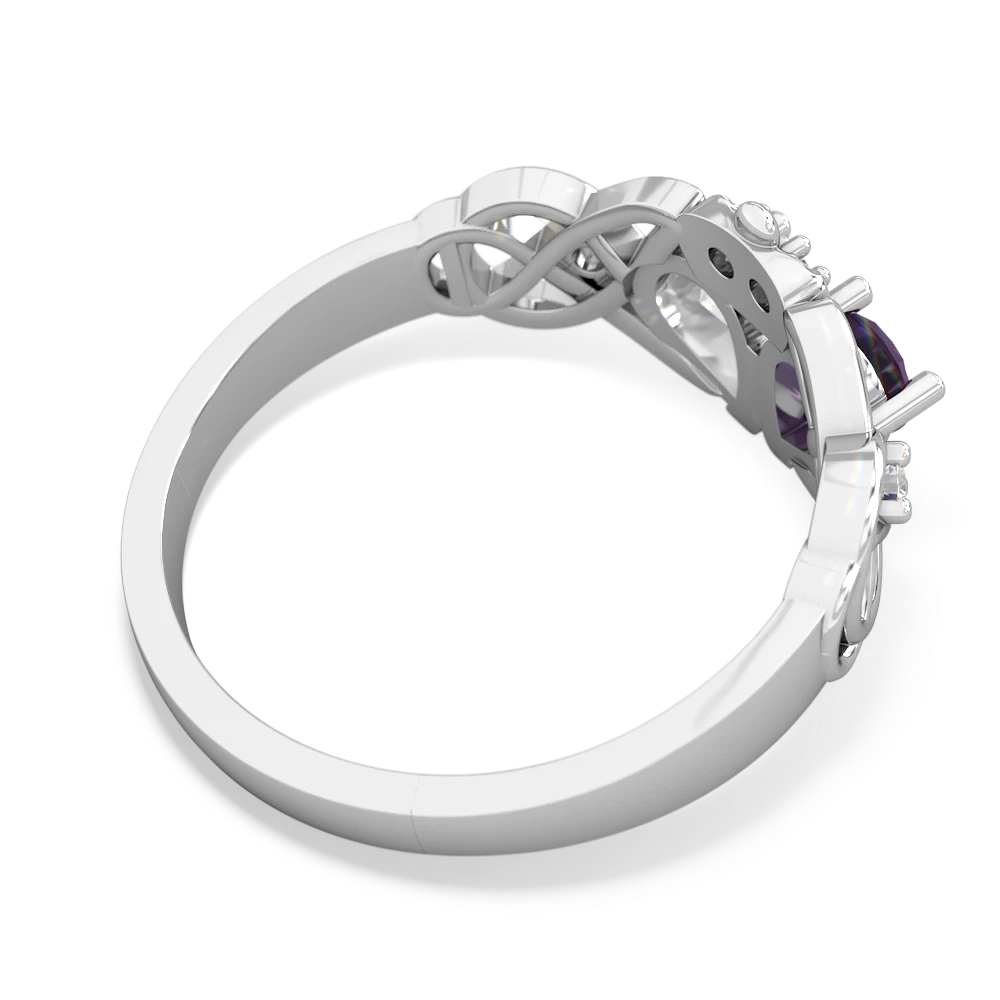 Amethyst 'One Heart' Celtic Knot Claddagh 14K White Gold ring R5322