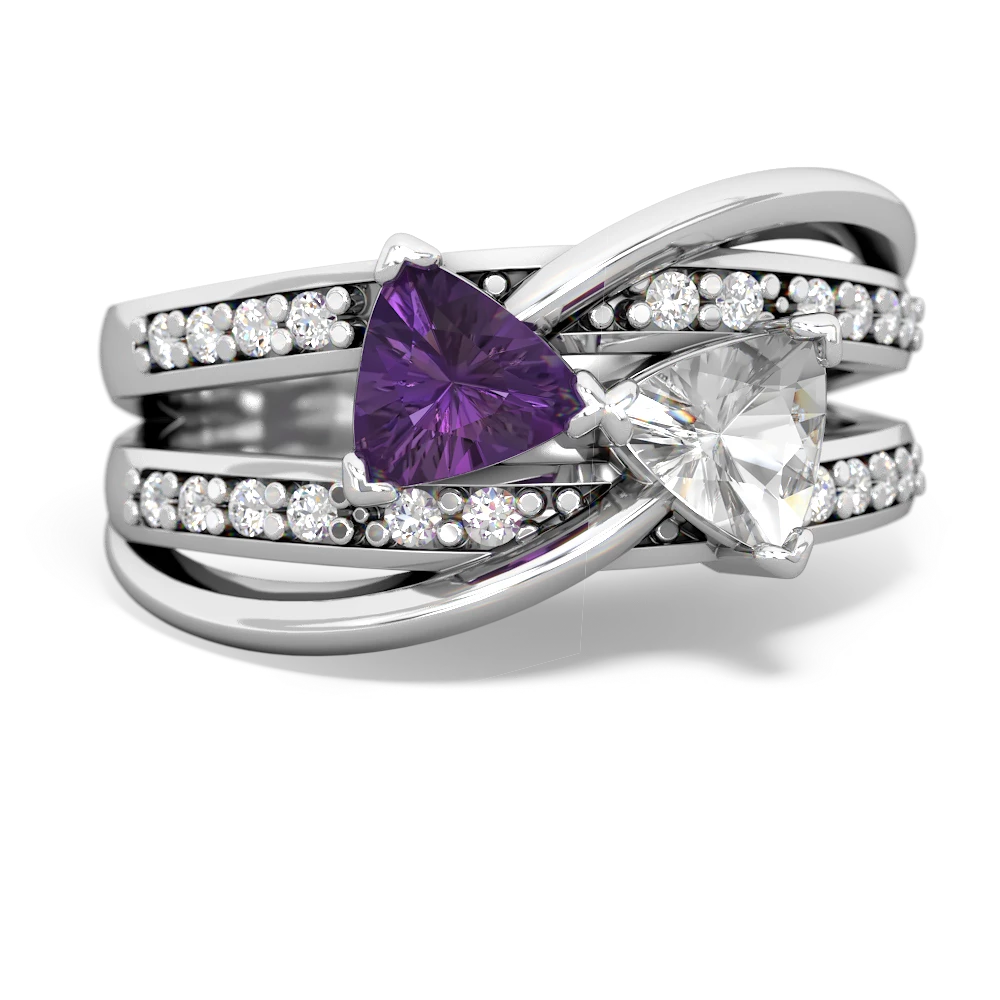 Amethyst Bowtie 14K White Gold ring R2360