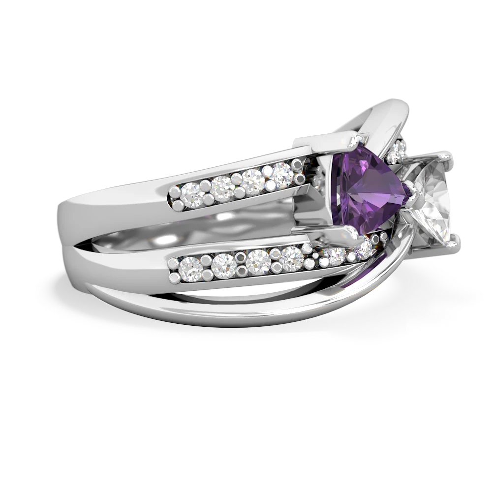 Amethyst Bowtie 14K White Gold ring R2360